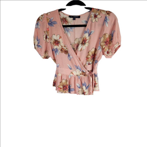 Floral Wrap Top by One Love Clothing - Pink